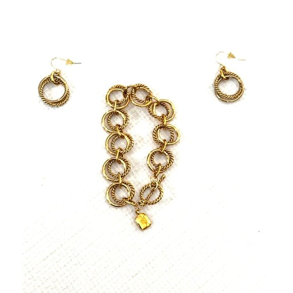 Vintage Gold Tone, Chain Link Bracelet Earrings Set! Vtg. Ralph Lauren Jewelry - Picture 2 of 5
